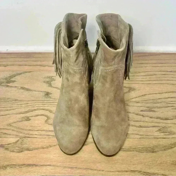 Sam Edelman Women's Louie Taupe Suede Fringe Ankle Zip Up Boots Size US 8 - Picture 3 of 9